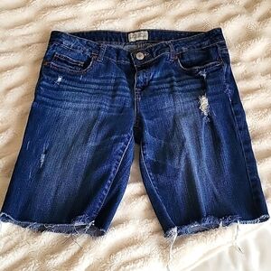 Denim Bermuda Shorts in Dark Blue - Unbranded